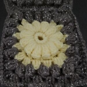 Handmade Crochet Flower Square Long Scarf